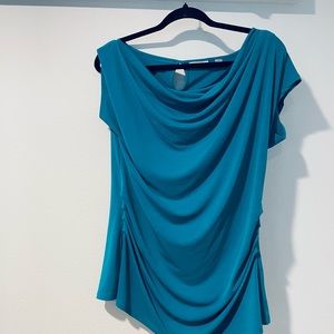 New York & Company - Teal Top Cap Sleeved and rushed to side.